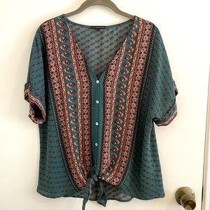 West Kei Tie-Front Blouse, Large